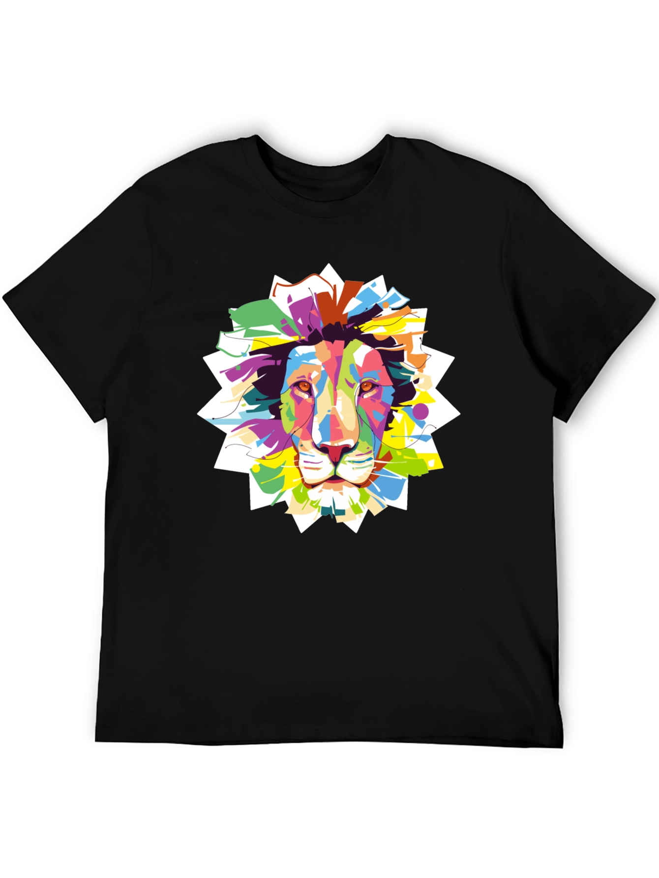 Vibrant Lion Graphic Black T-Shirt