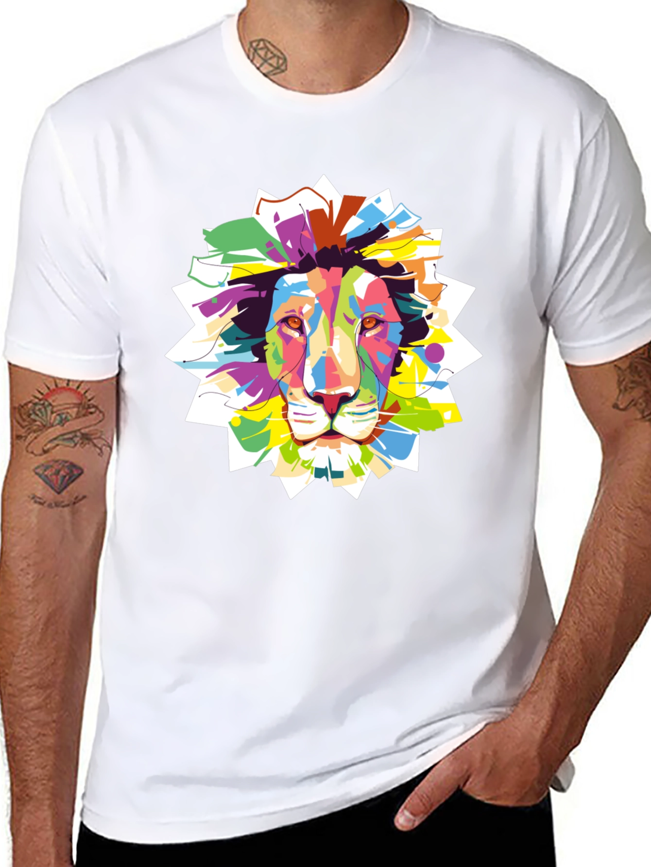 Vibrant Lion Graphic Black T-Shirt