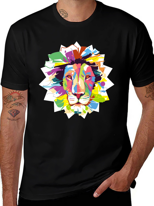 Vibrant Lion Graphic Black T-Shirt