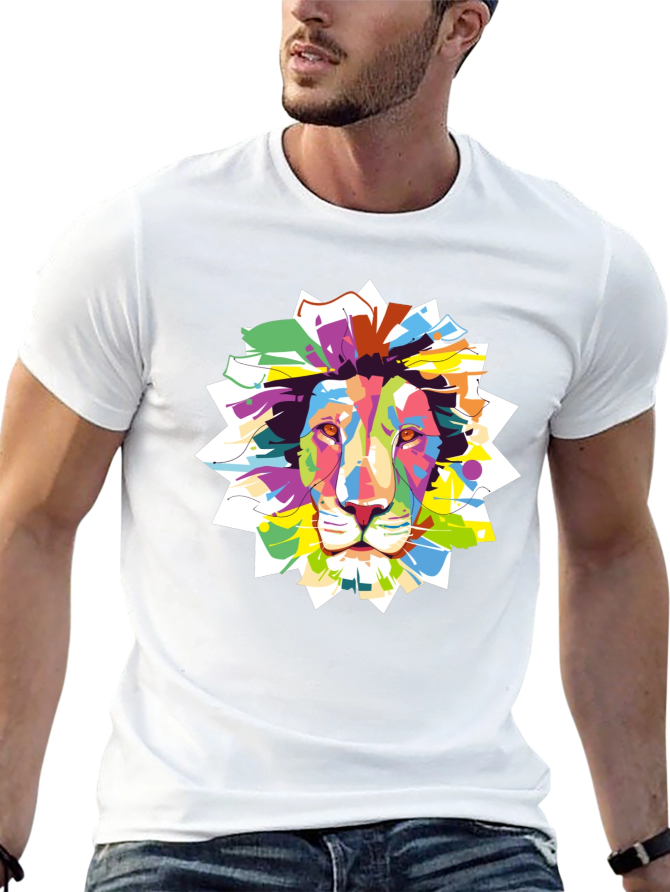 Vibrant Lion Graphic Black T-Shirt