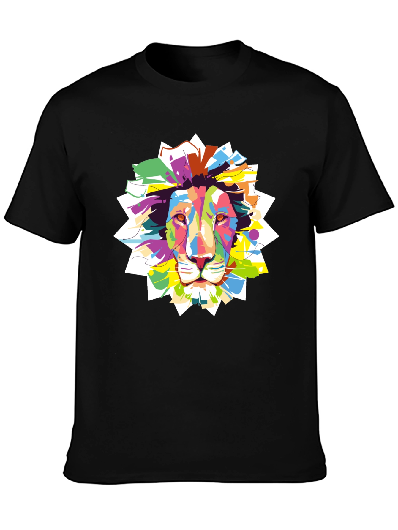 Vibrant Lion Graphic Black T-Shirt