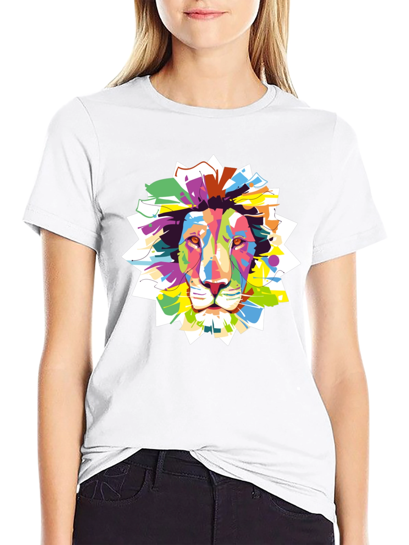 Vibrant Lion Graphic Black T-Shirt