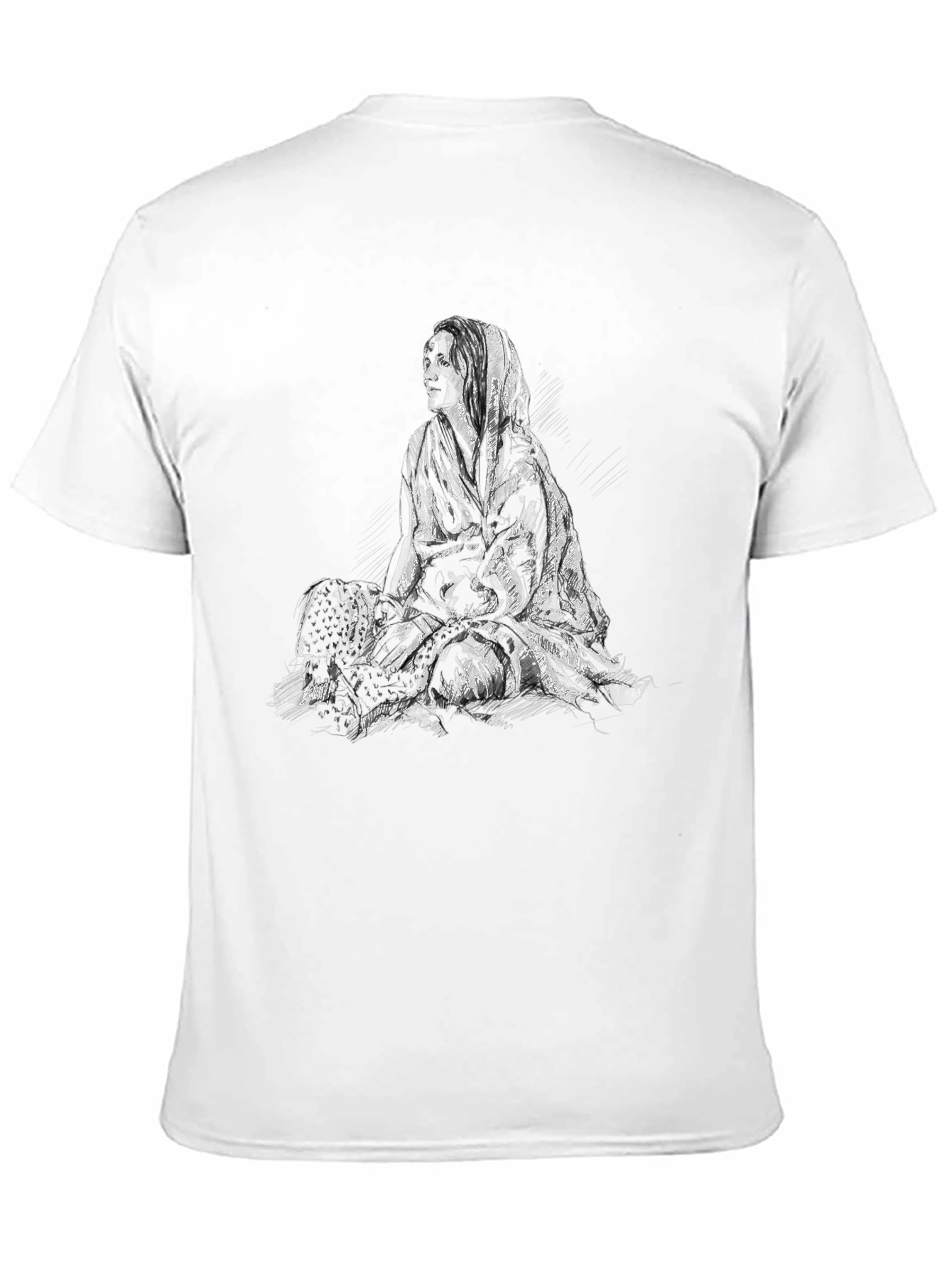 Black Graphic Tee - Seated Woman