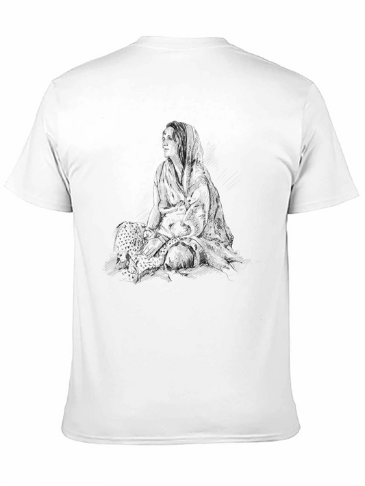 Black Graphic Tee - Seated Woman