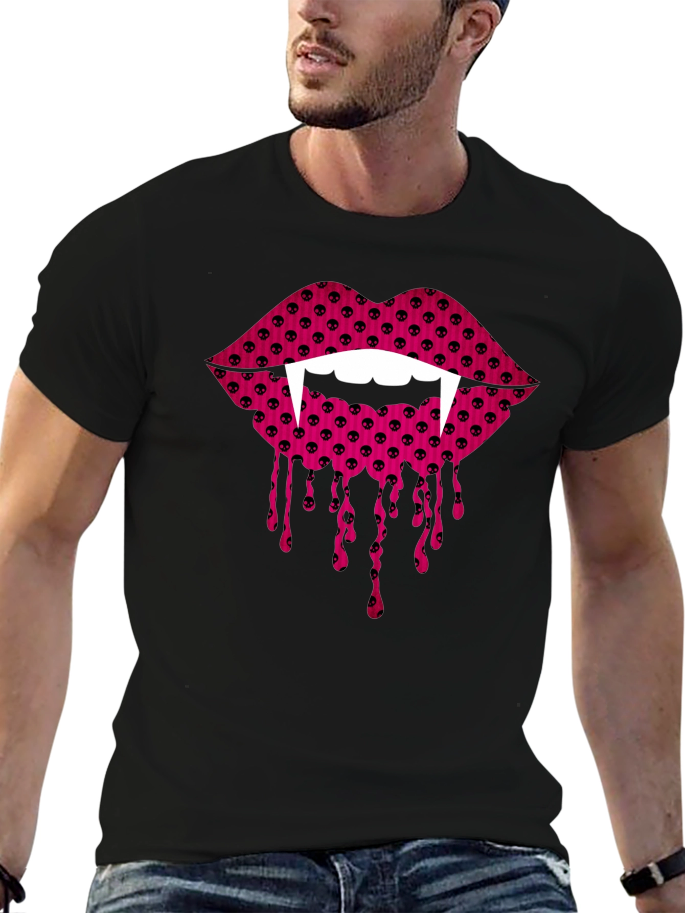 Vampire Lips Graphic Tee - Halloween Fashion