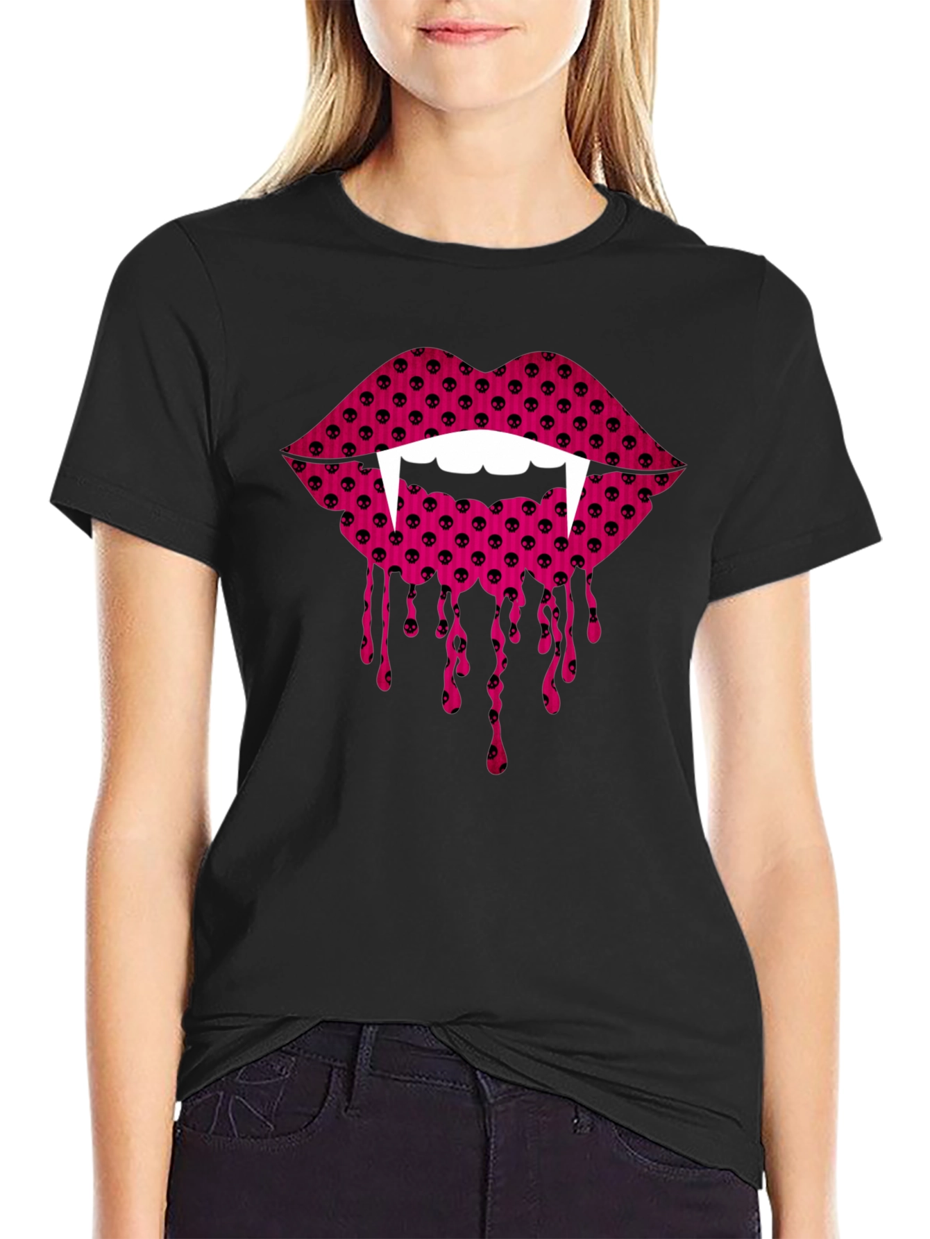 Vampire Lips Graphic Tee - Halloween Fashion