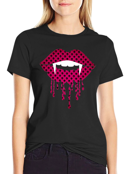 Vampire Lips Graphic Tee - Halloween Fashion