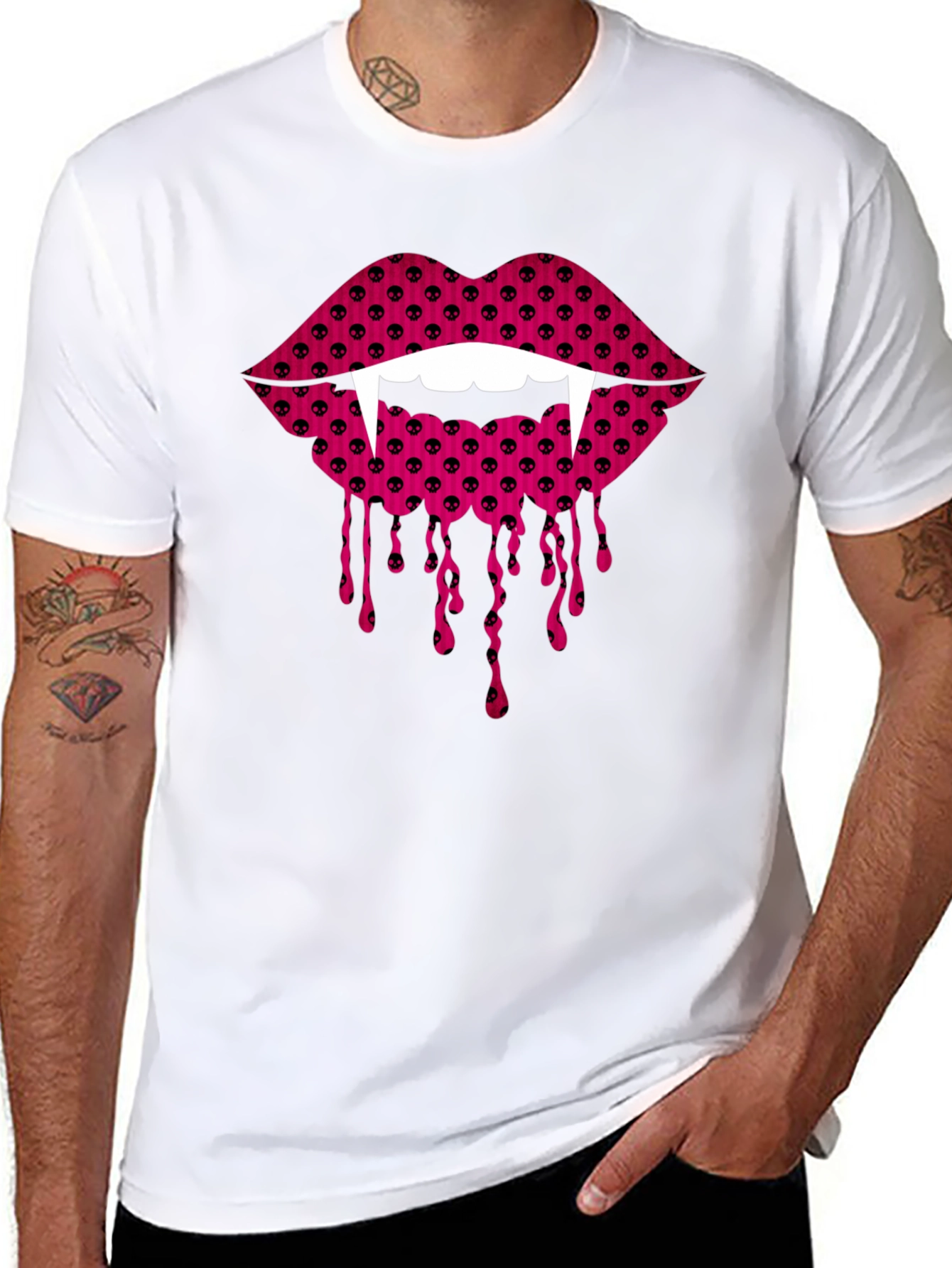 Vampire Lips Graphic Tee - Halloween Fashion