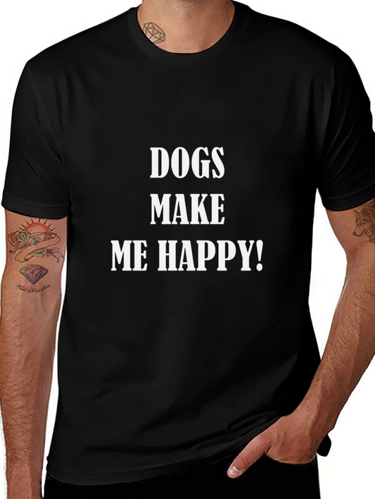 Dogs Make Me Happy Black T-Shirt