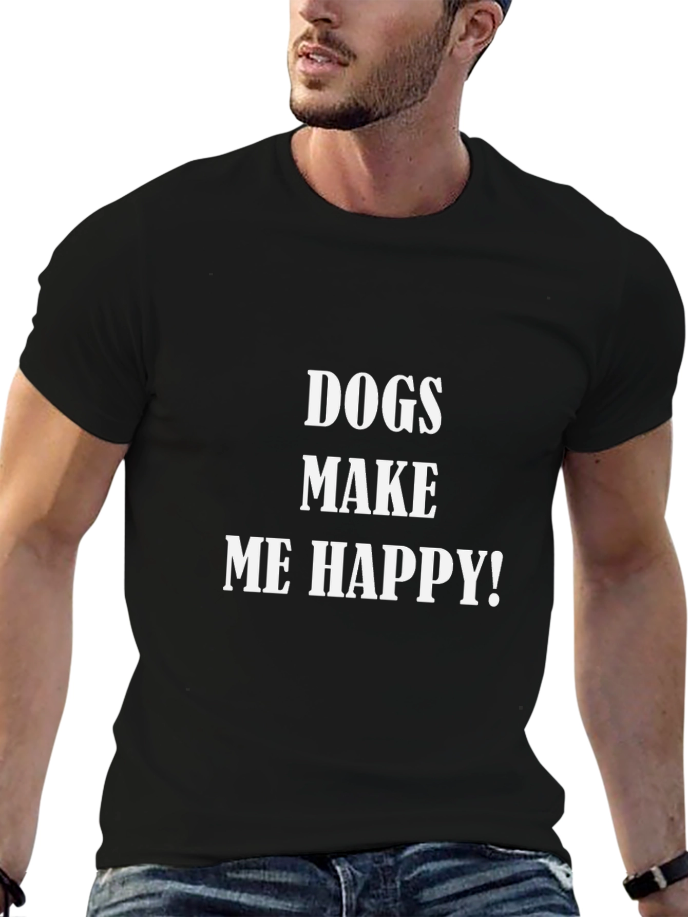 Dogs Make Me Happy Black T-Shirt