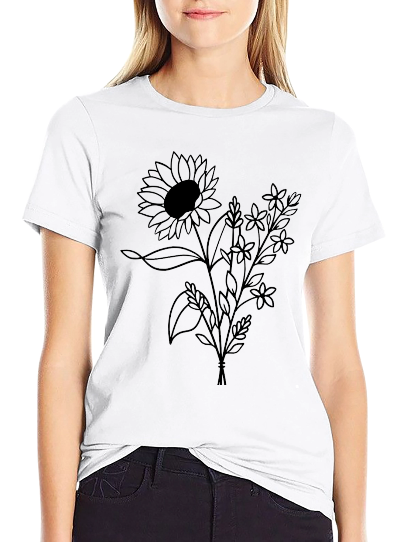 Black Floral Bouquet Graphic Tee