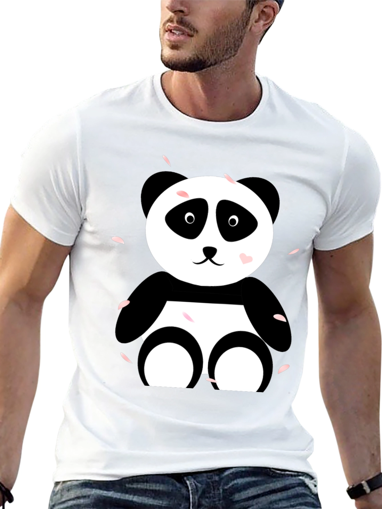 Cute Panda Graphic Tee - Casual Black T-Shirt
