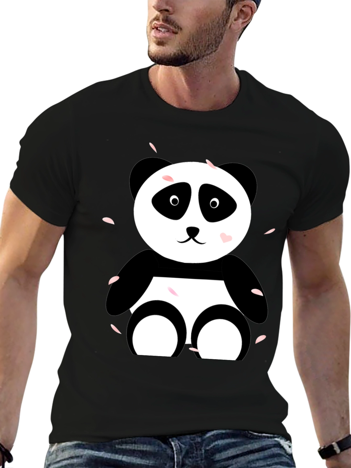 Cute Panda Graphic Tee - Casual Black T-Shirt