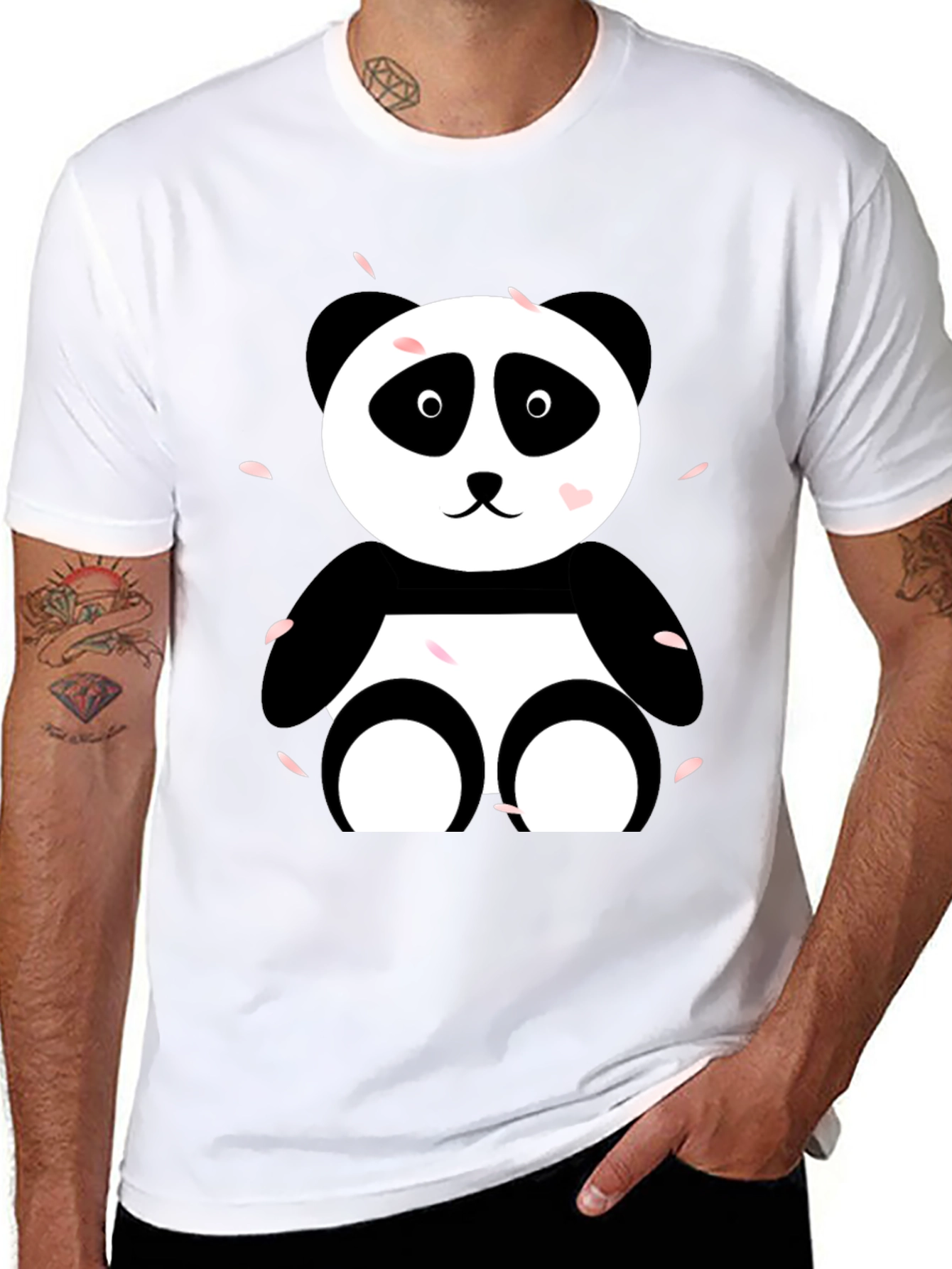 Cute Panda Graphic Tee - Casual Black T-Shirt