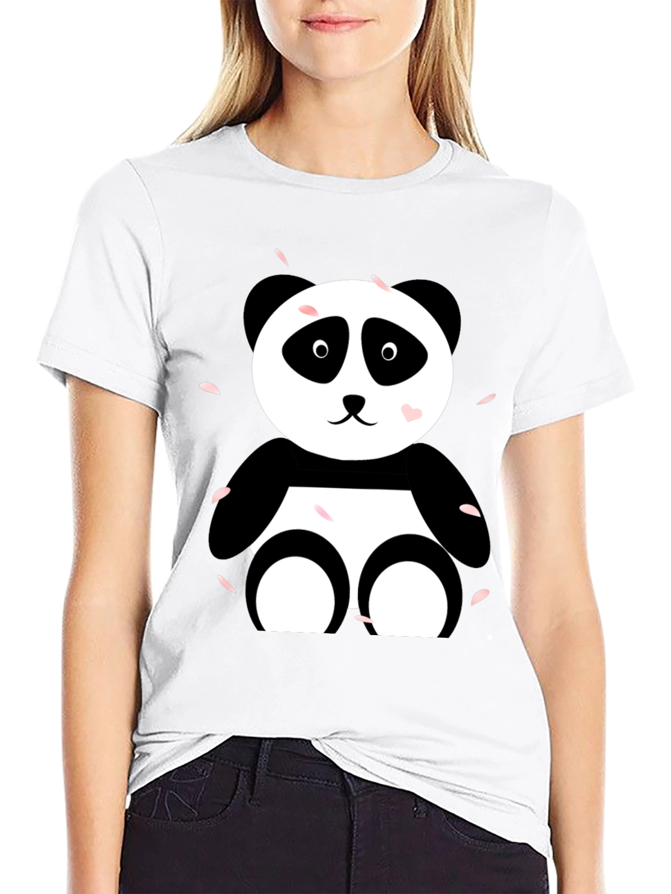 Cute Panda Graphic Tee - Casual Black T-Shirt