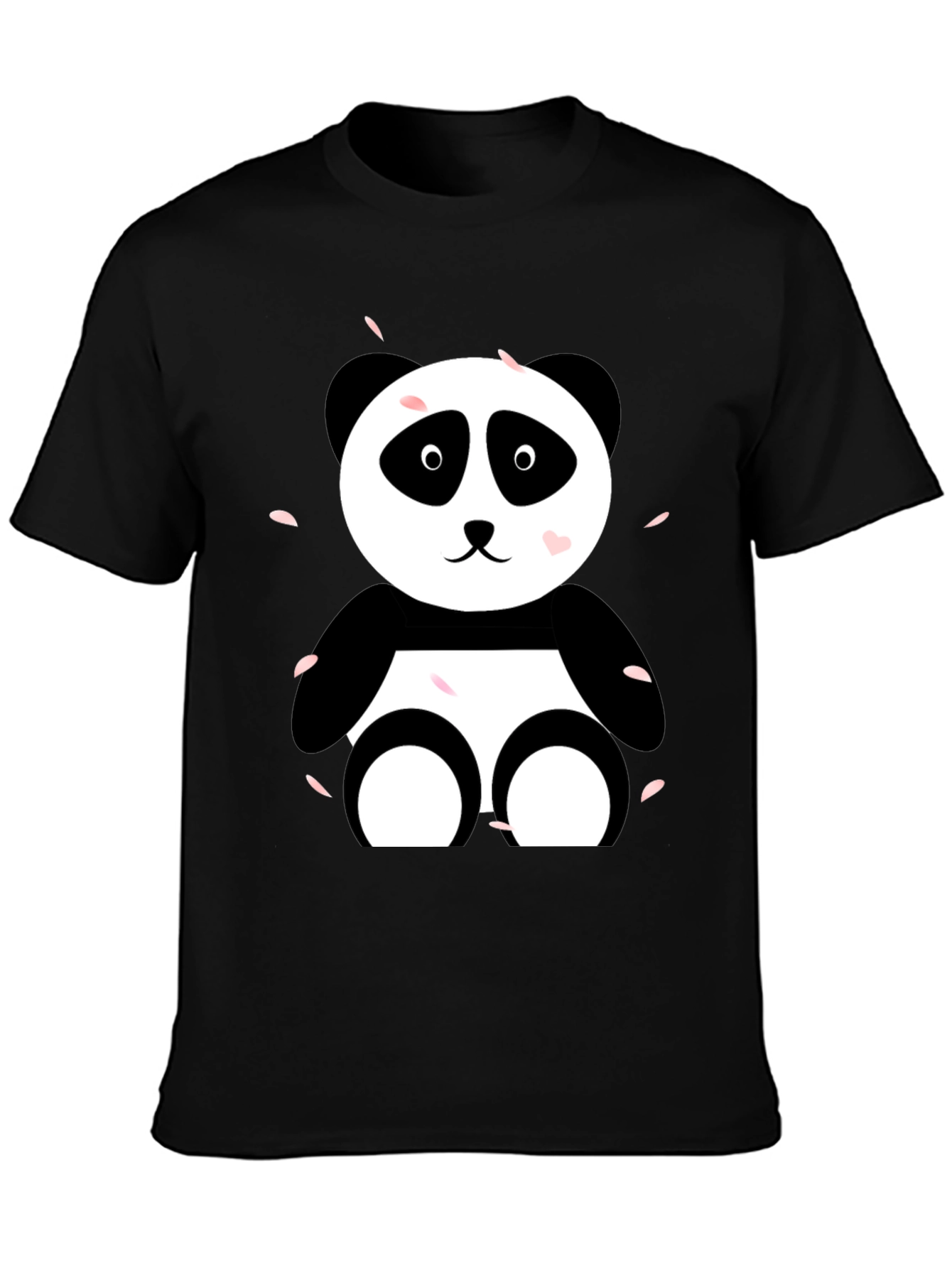 Cute Panda Graphic Tee - Casual Black T-Shirt