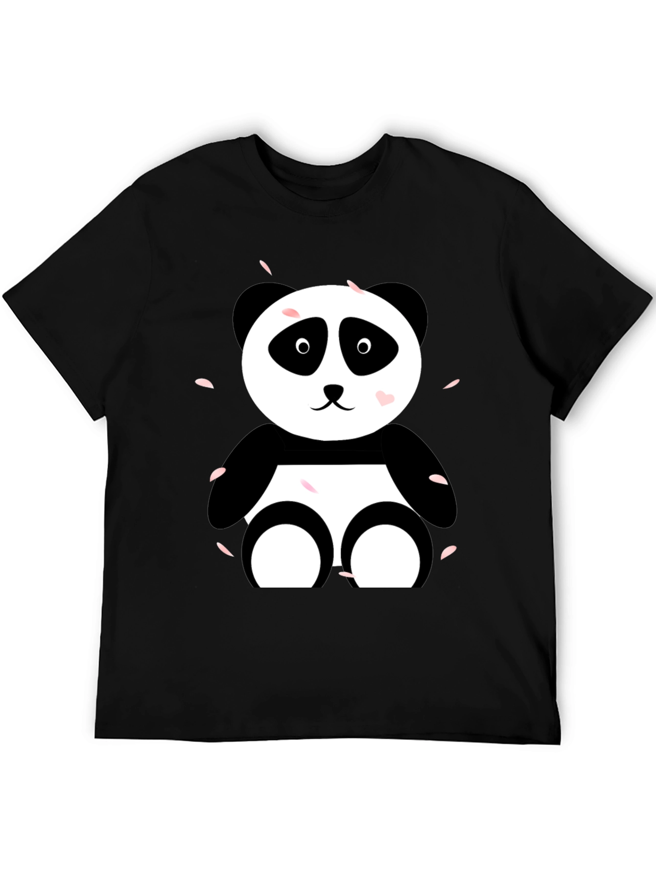 Cute Panda Graphic Tee - Casual Black T-Shirt