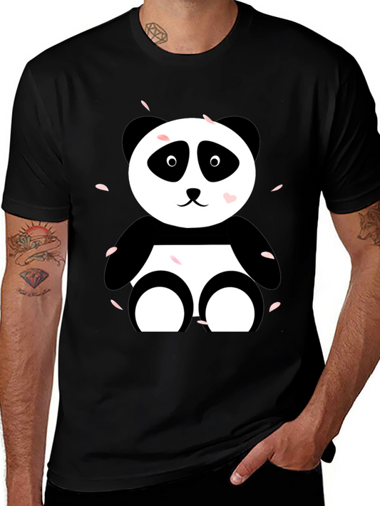 Cute Panda Graphic Tee - Casual Black T-Shirt