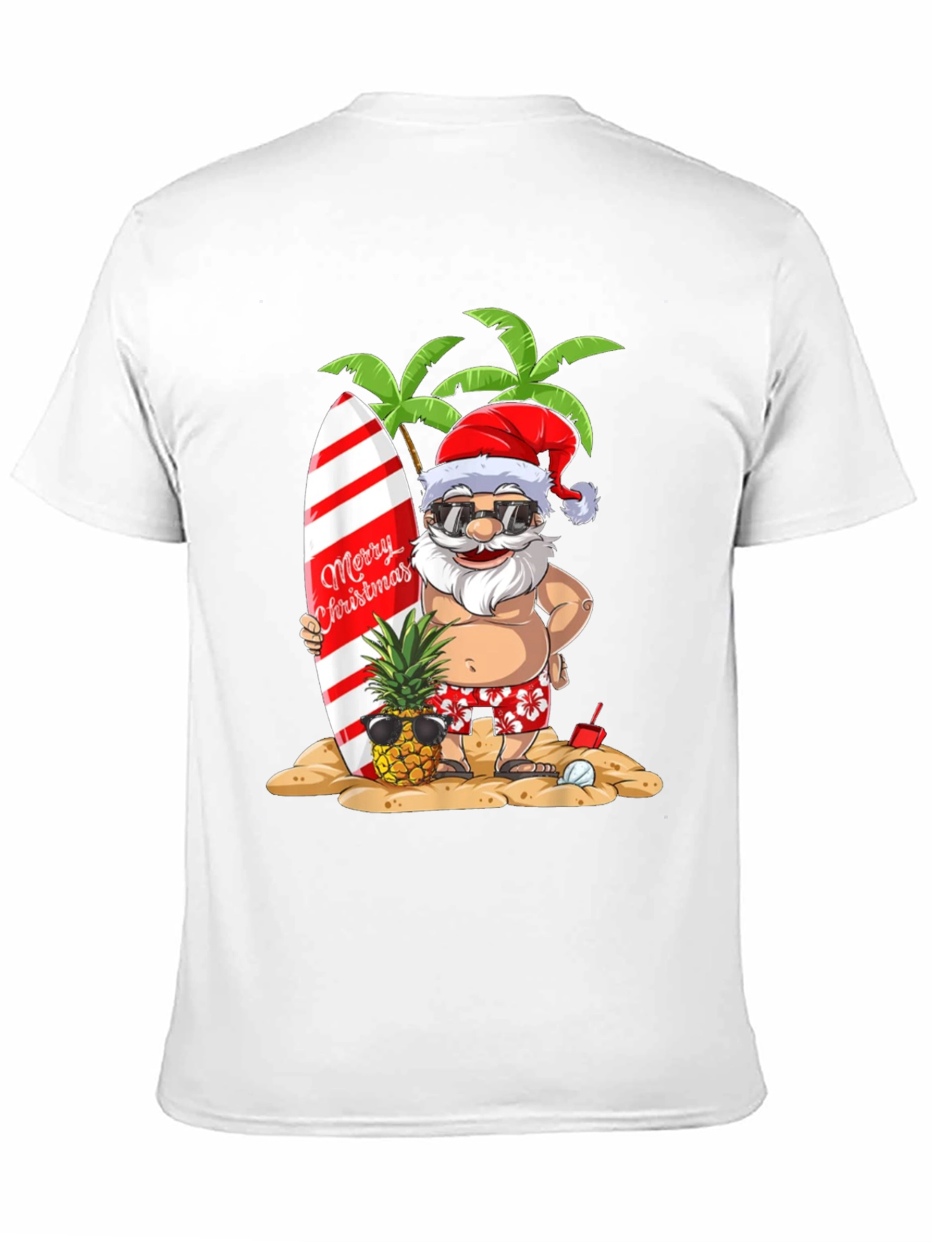 Summer Santa Graphic Tee - Beach Christmas T-Shirt