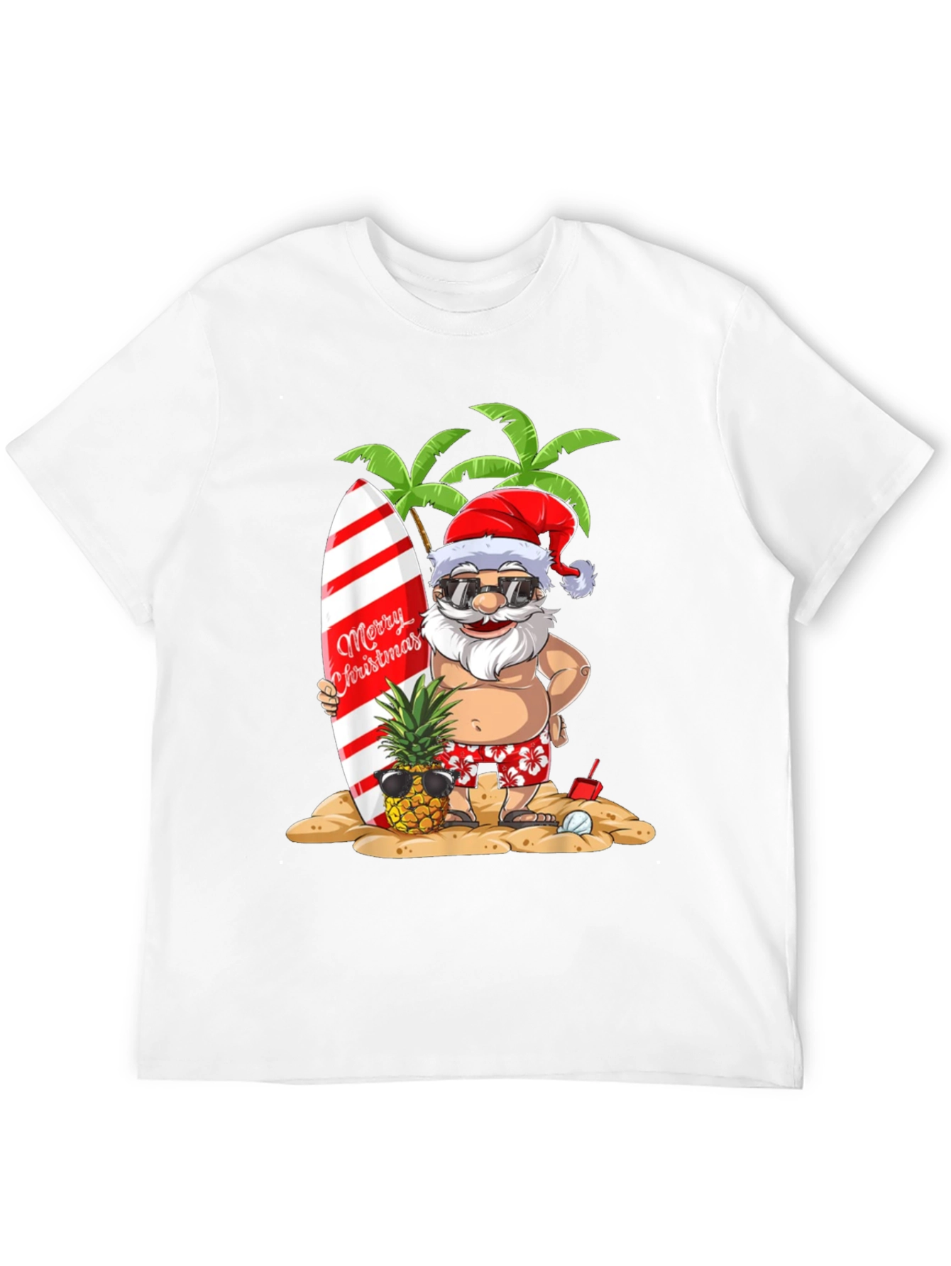 Summer Santa Graphic Tee - Beach Christmas T-Shirt