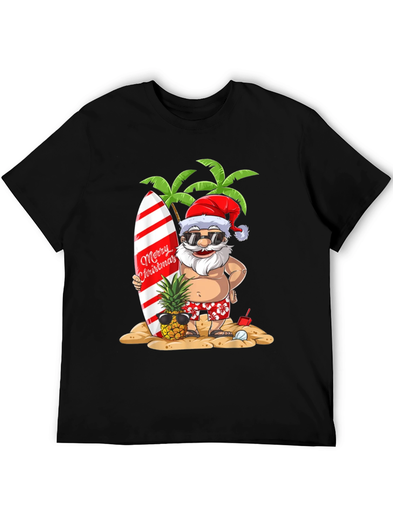 Summer Santa Graphic Tee - Beach Christmas T-Shirt
