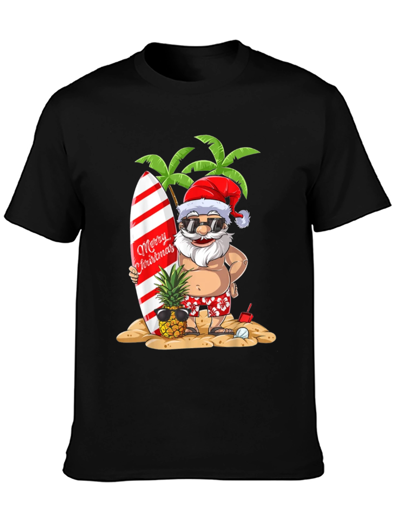 Summer Santa Graphic Tee - Beach Christmas T-Shirt
