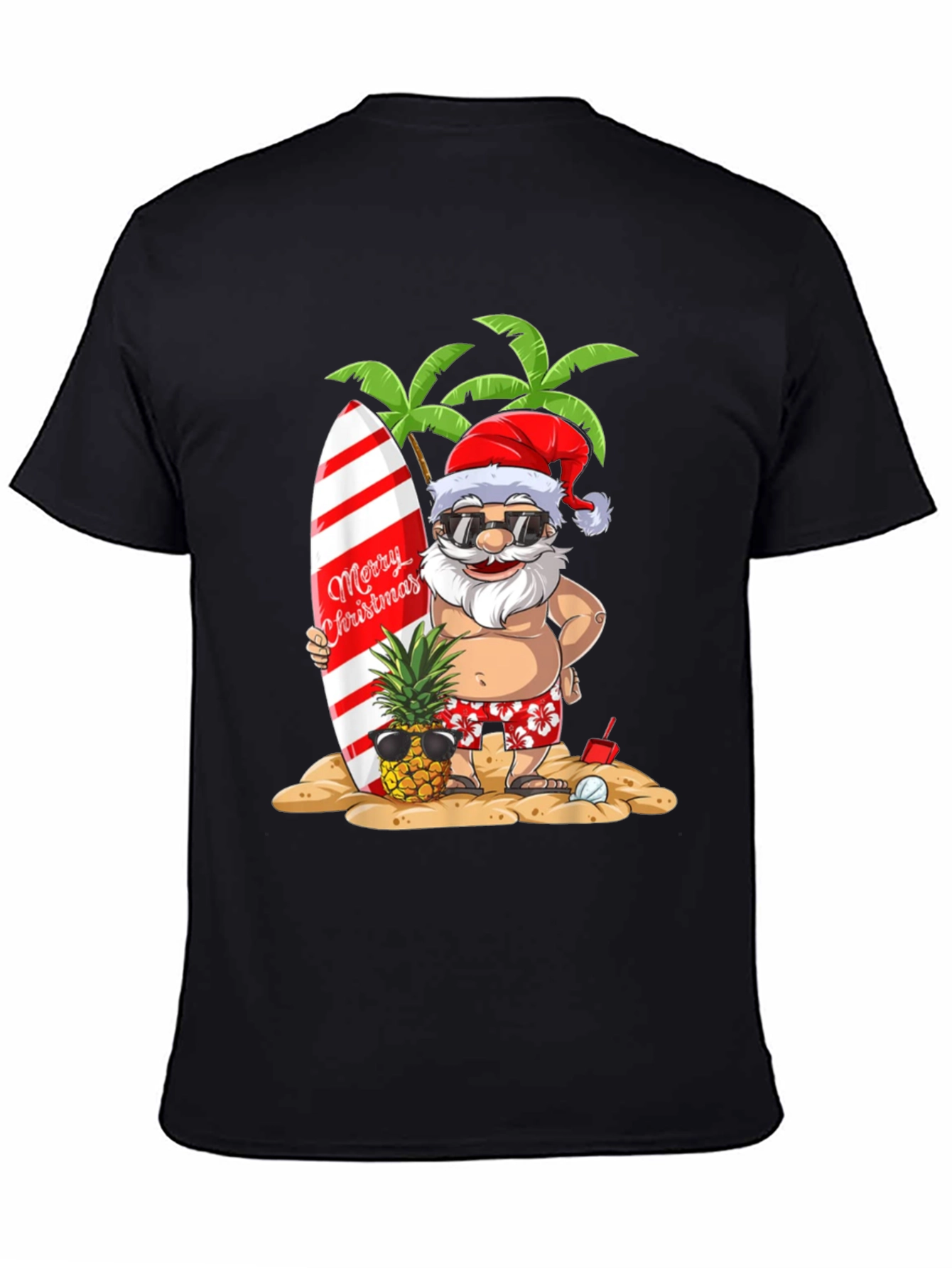 Summer Santa Graphic Tee - Beach Christmas T-Shirt