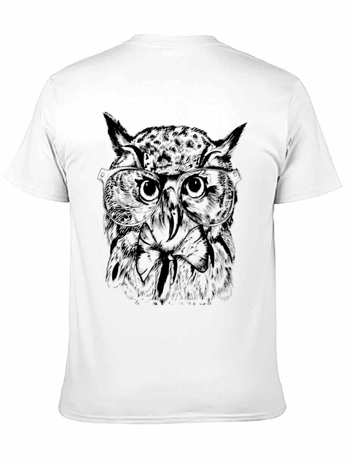 Owl with Glasses Graphic Tee - Black