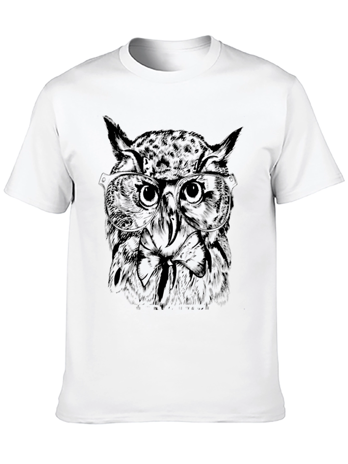 Owl with Glasses Graphic Tee - Black
