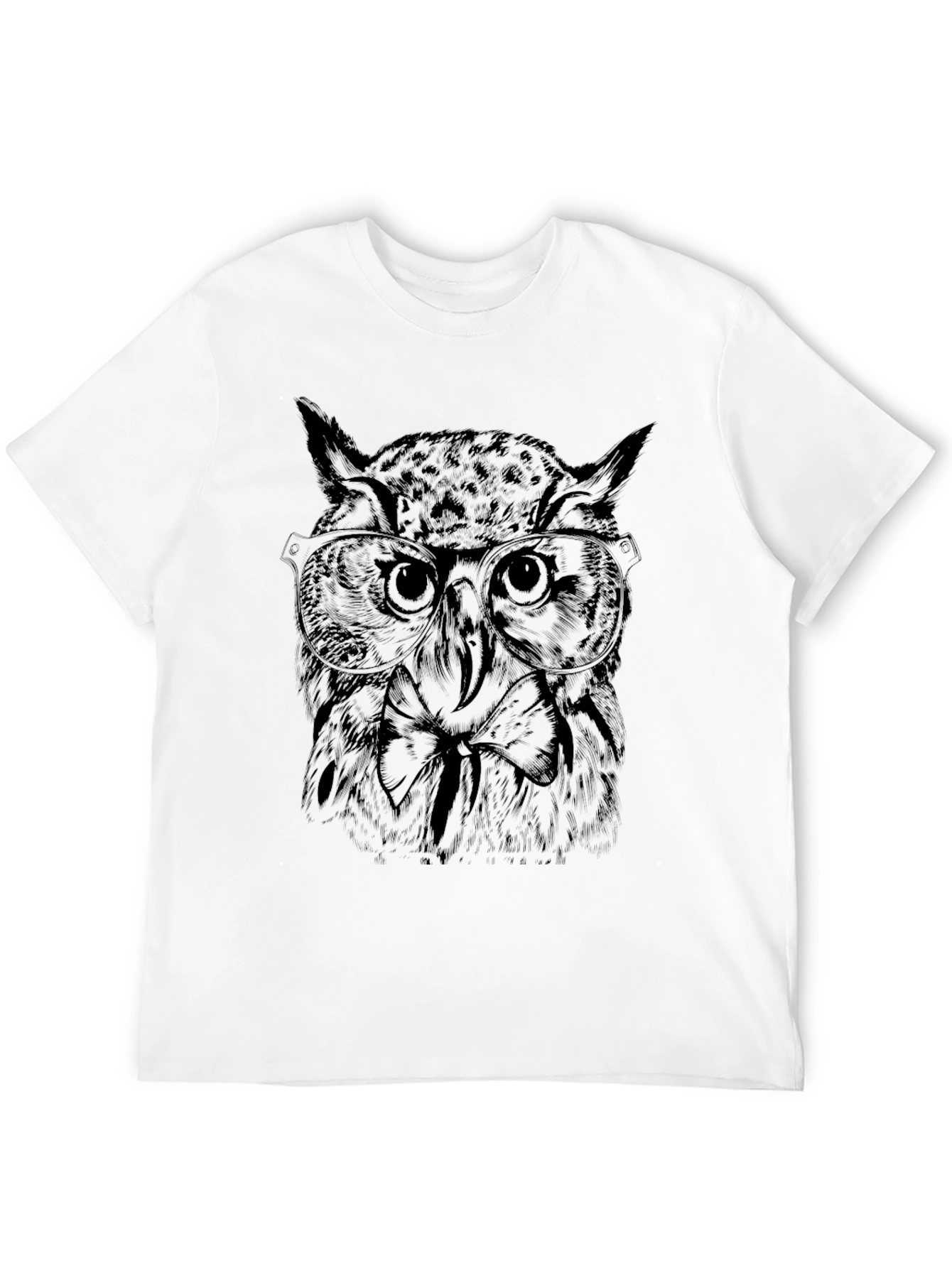 Owl with Glasses Graphic Tee - Black