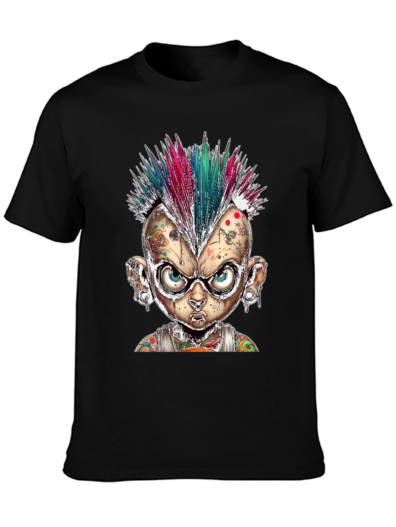 Edgy Punk Cartoon Character Graphic Tee