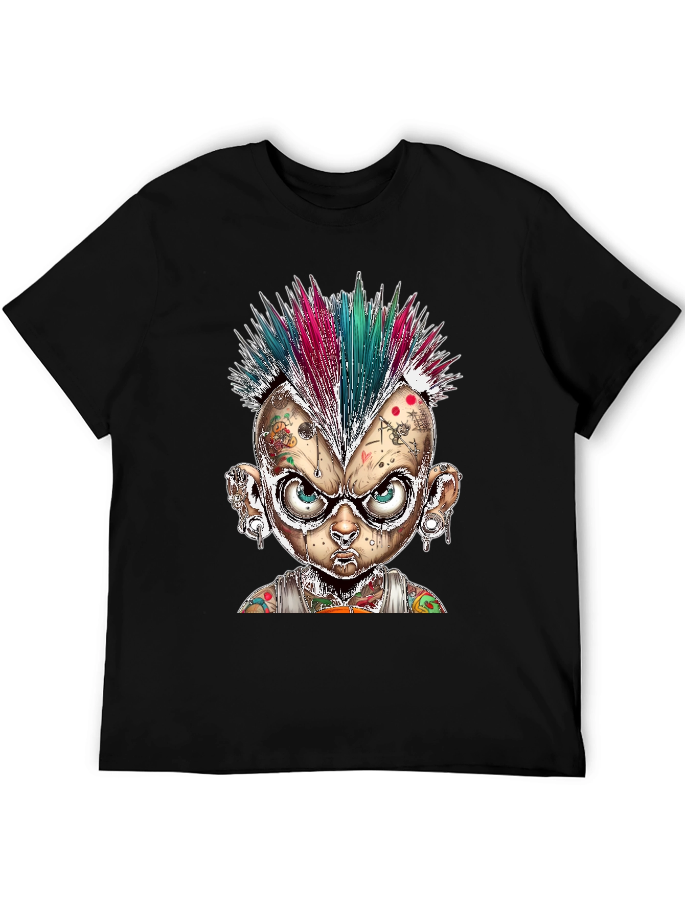 Edgy Punk Cartoon Character Graphic Tee