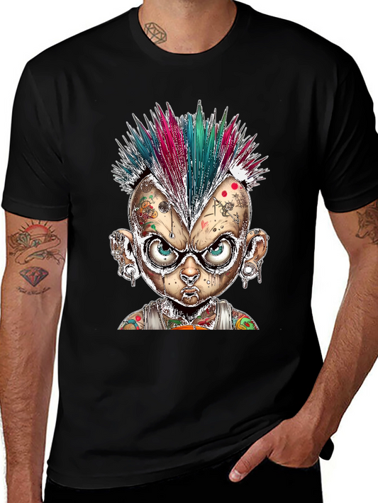 Edgy Punk Cartoon Character Graphic Tee