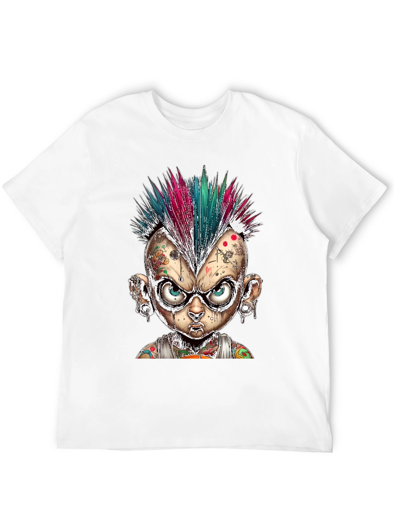 Edgy Punk Cartoon Character Graphic Tee