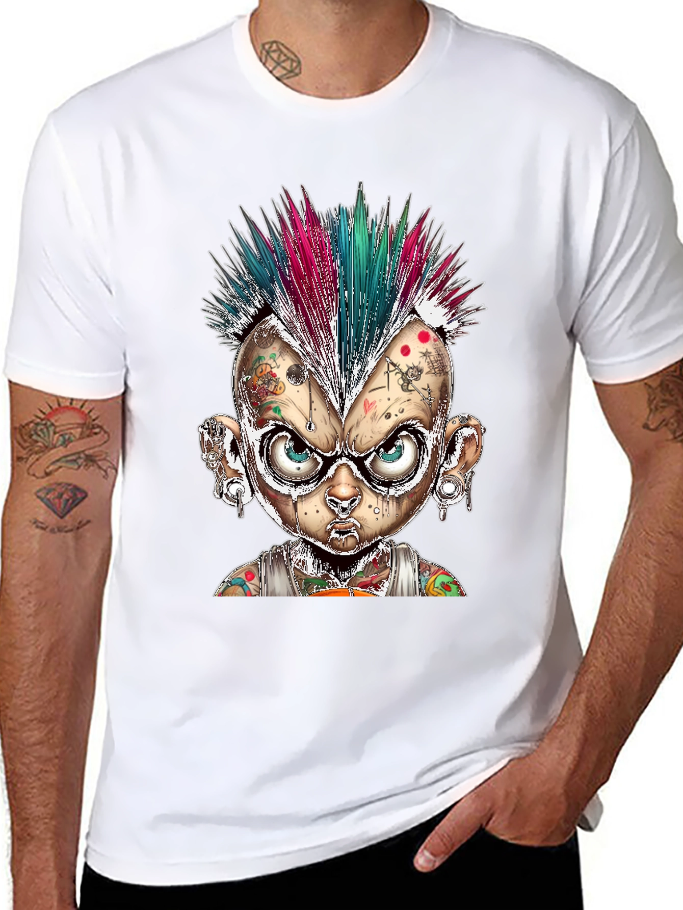 Edgy Punk Cartoon Character Graphic Tee