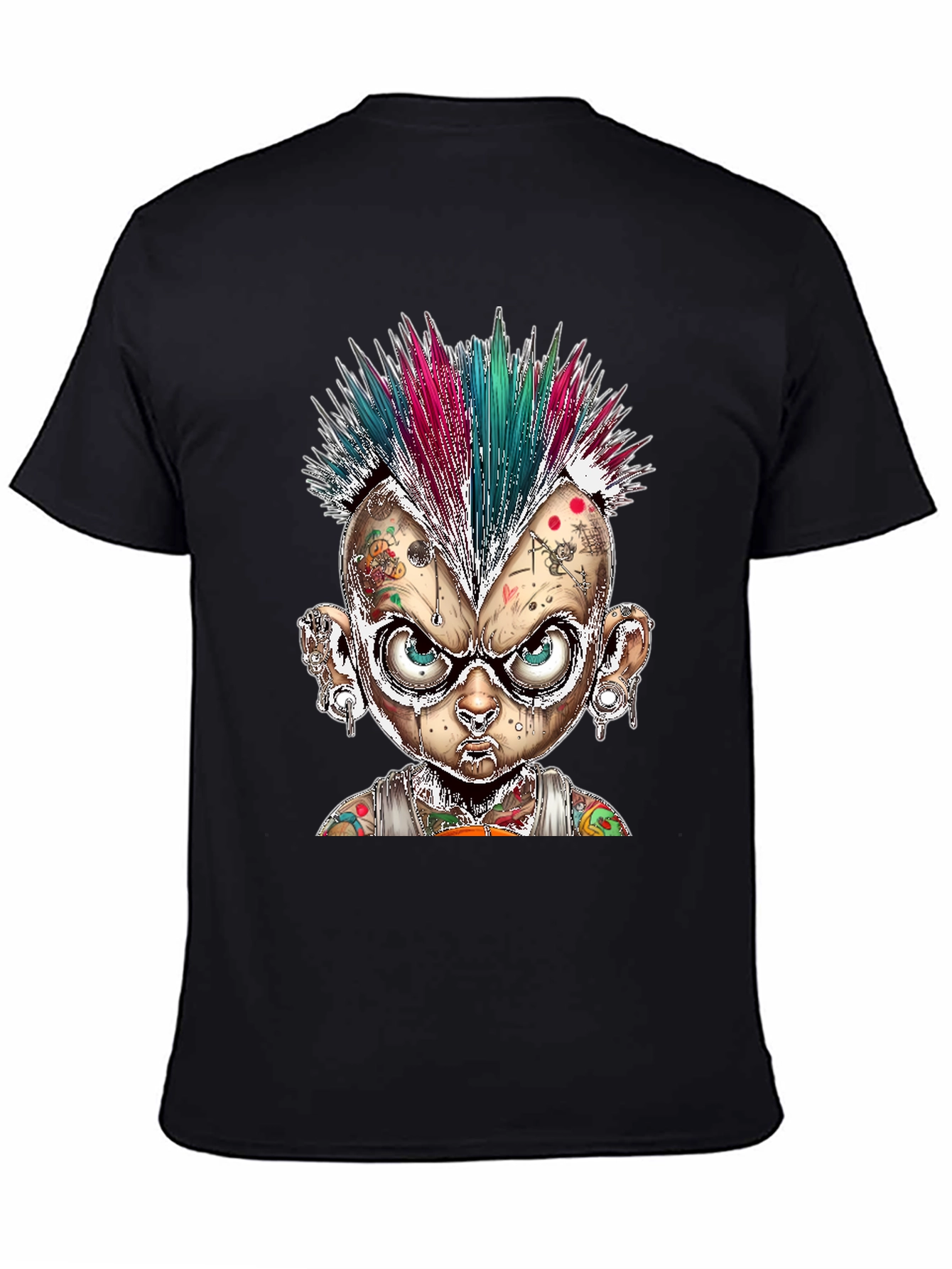 Edgy Punk Cartoon Character Graphic Tee