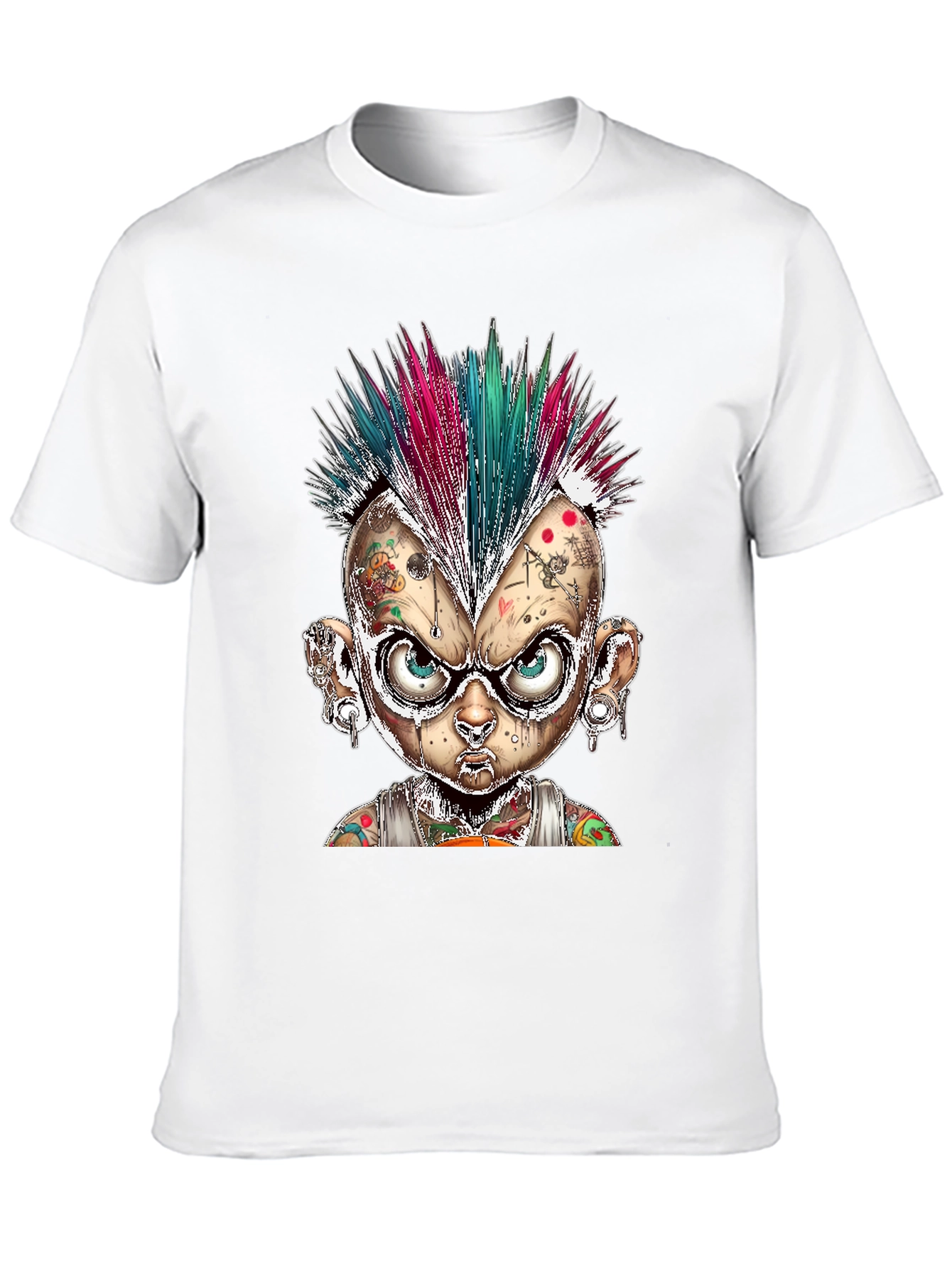 Edgy Punk Cartoon Character Graphic Tee