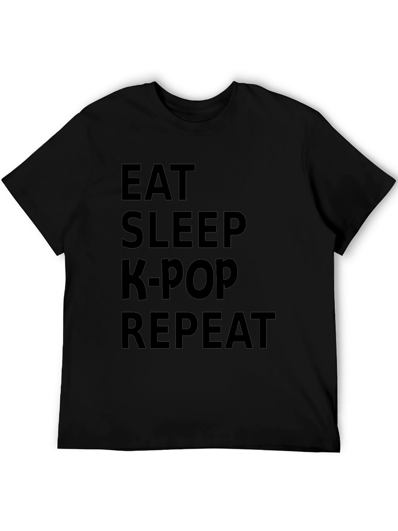 Eat Sleep K-Pop Repeat Black Graphic Tee