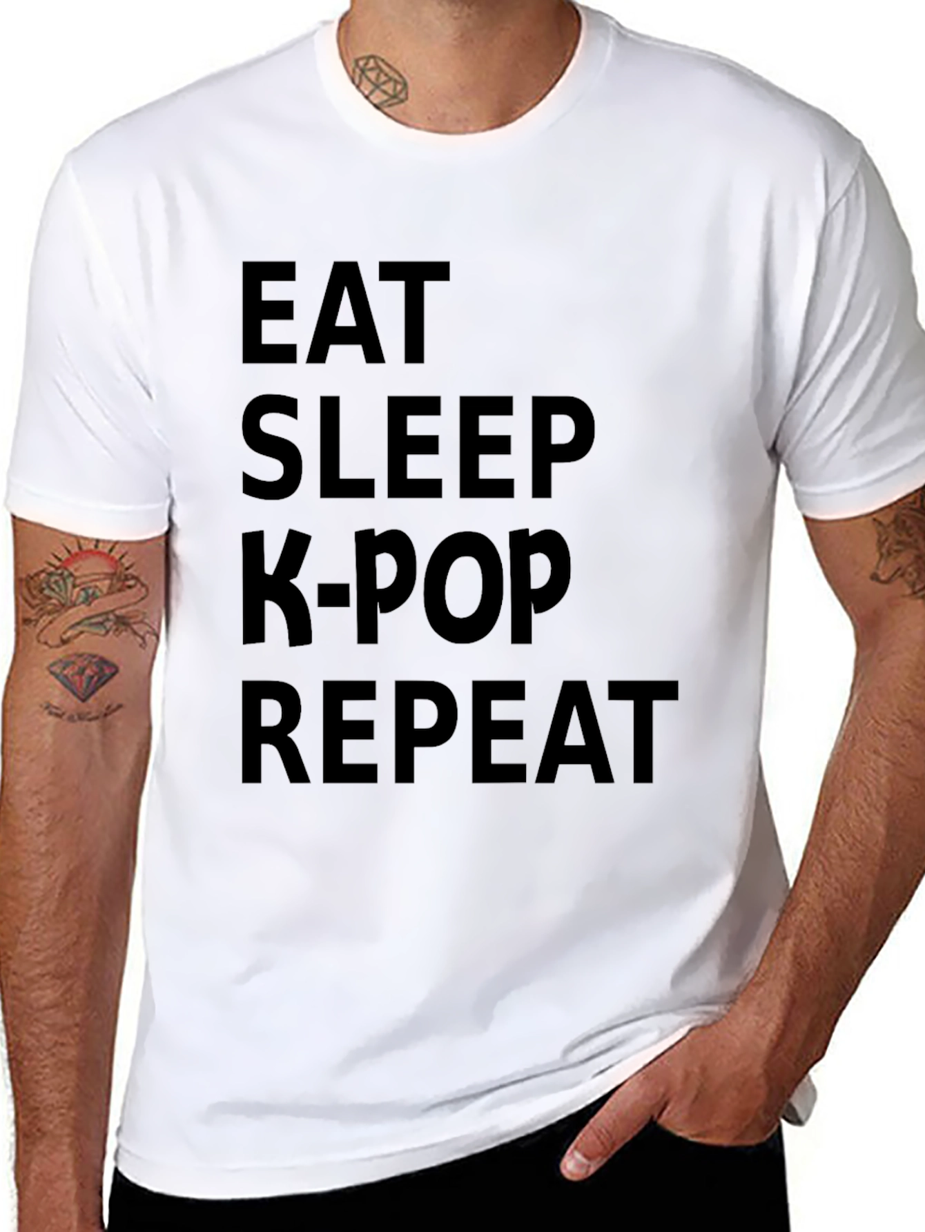 Eat Sleep K-Pop Repeat Black Graphic Tee