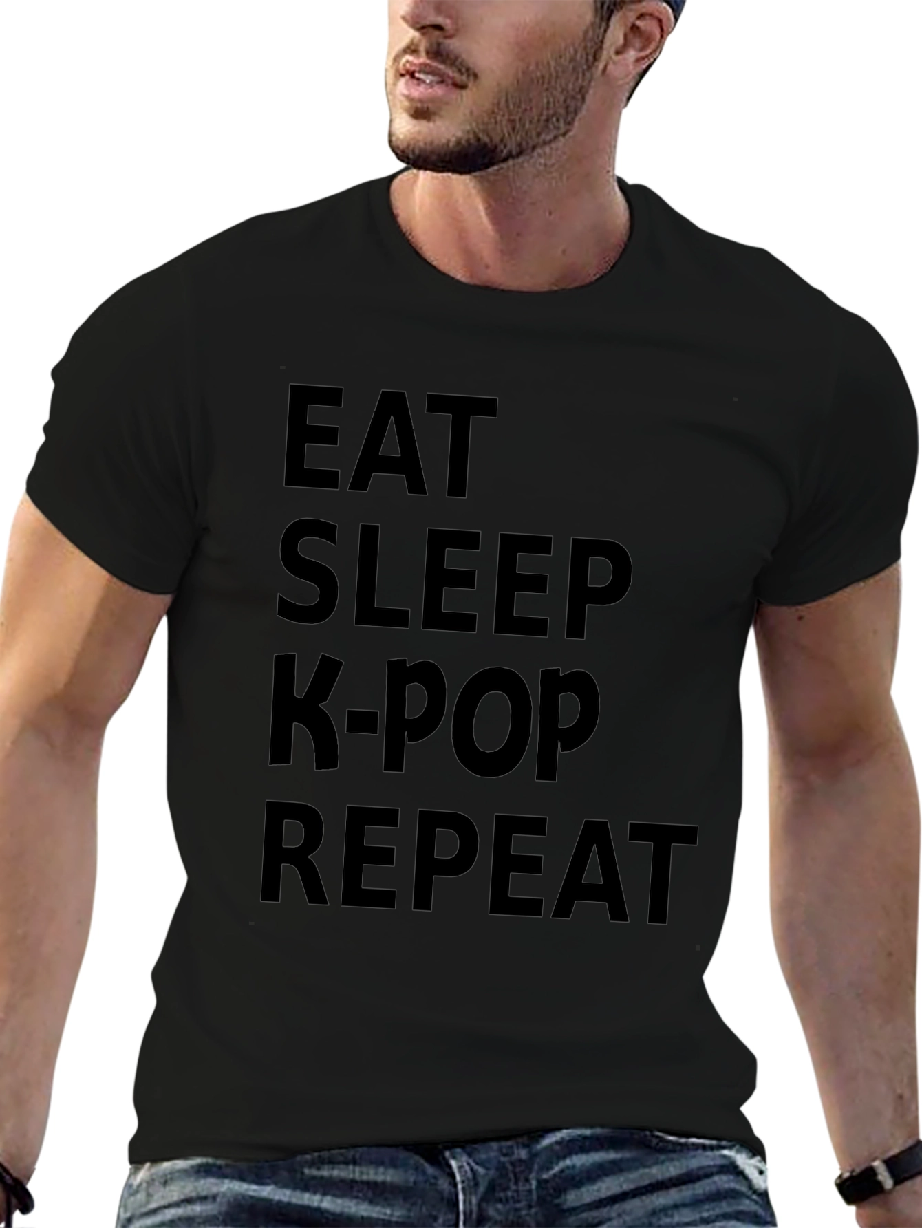 Eat Sleep K-Pop Repeat Black Graphic Tee
