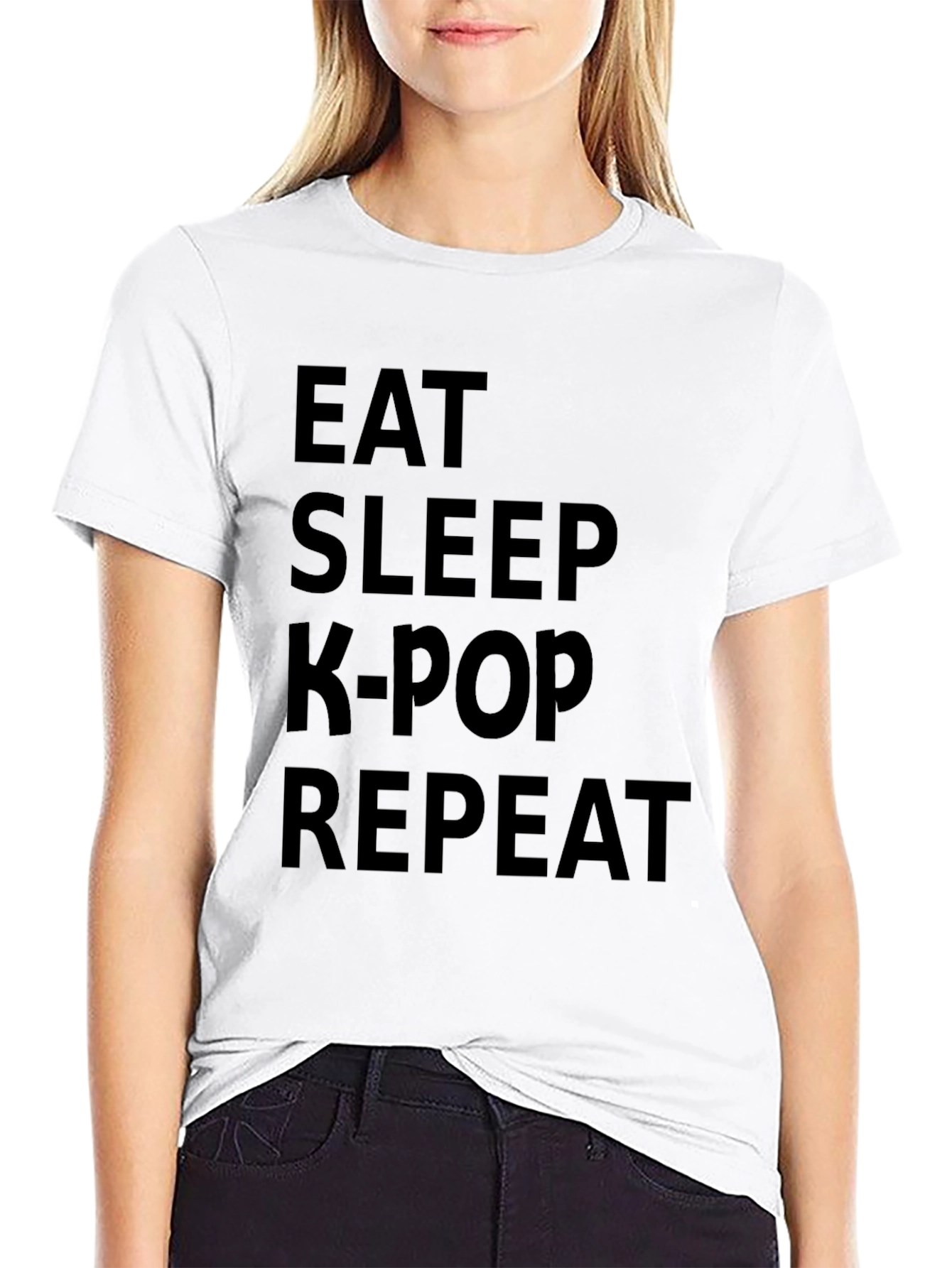 Eat Sleep K-Pop Repeat Black Graphic Tee