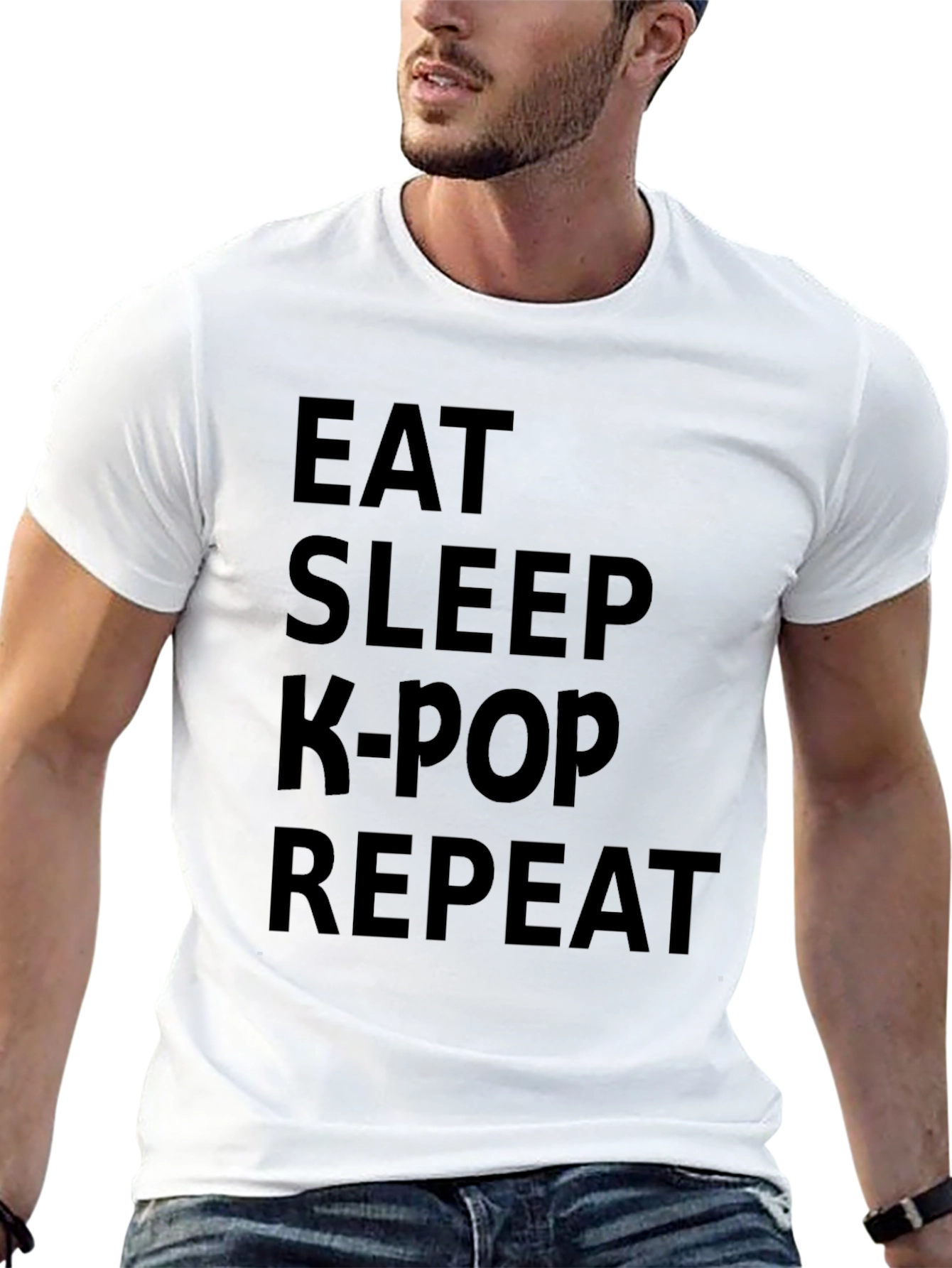 Eat Sleep K-Pop Repeat Black Graphic Tee
