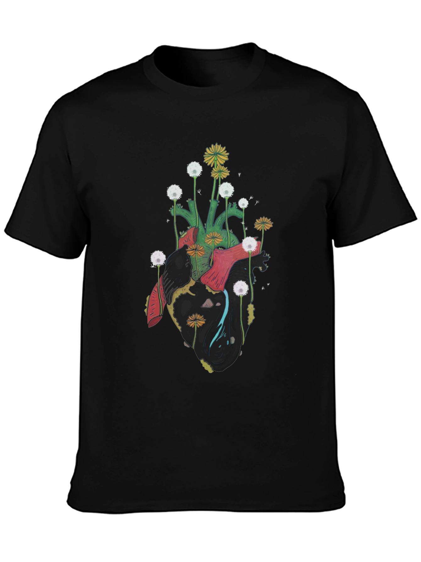 Floral Heart Graphic Tee - Unique Art Shirt
