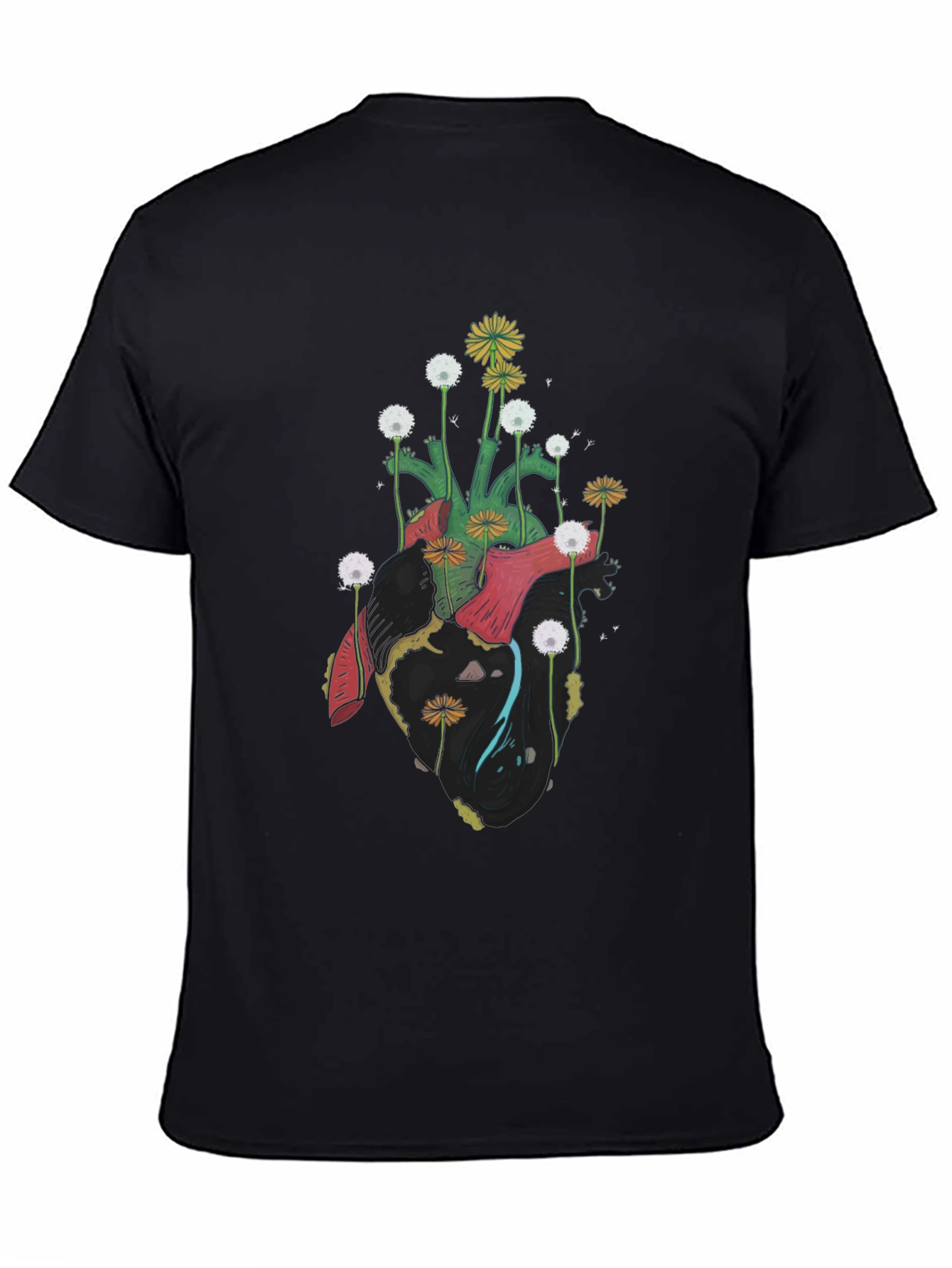 Floral Heart Graphic Tee - Unique Art Shirt