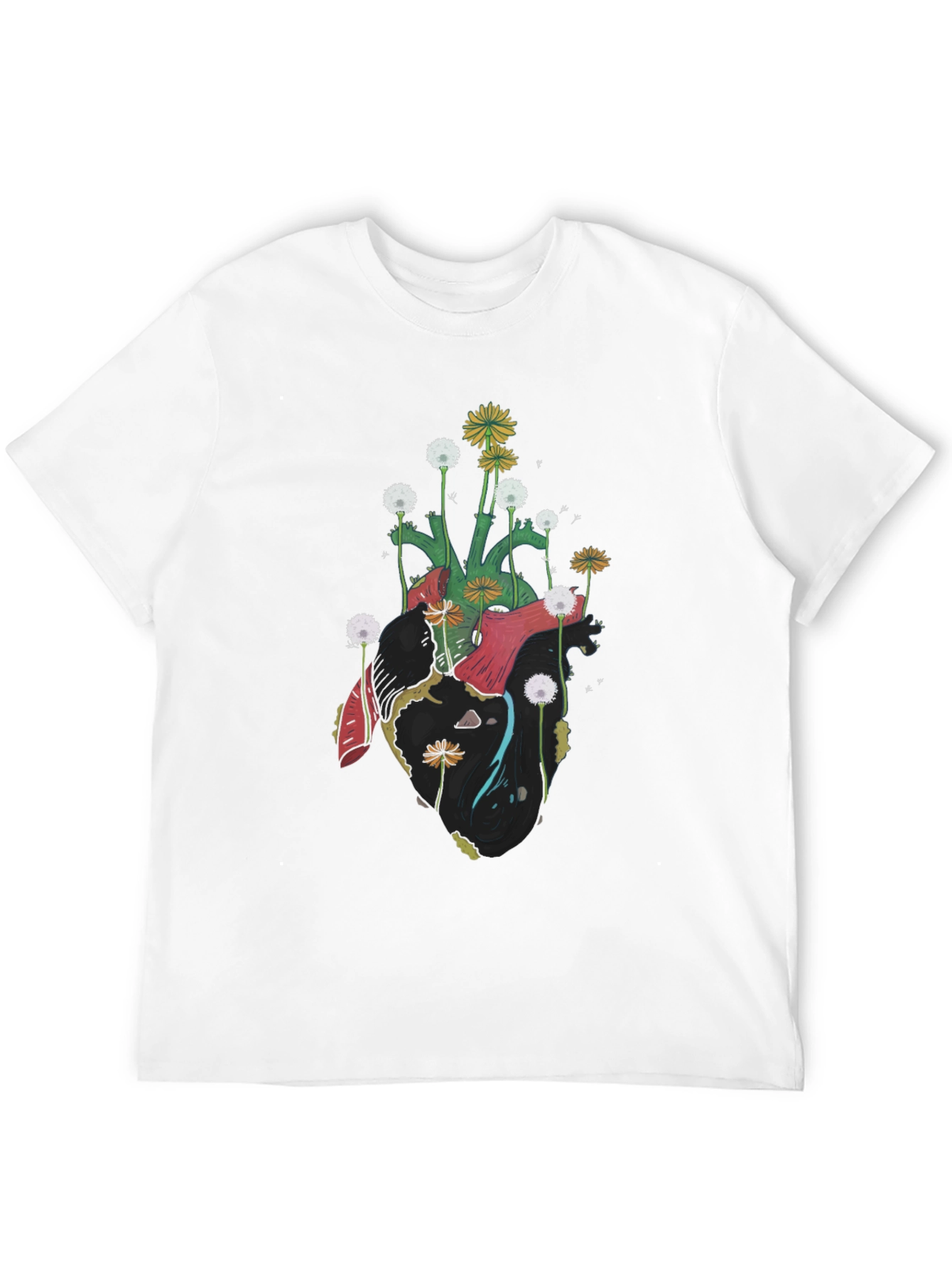 Floral Heart Graphic Tee - Unique Art Shirt