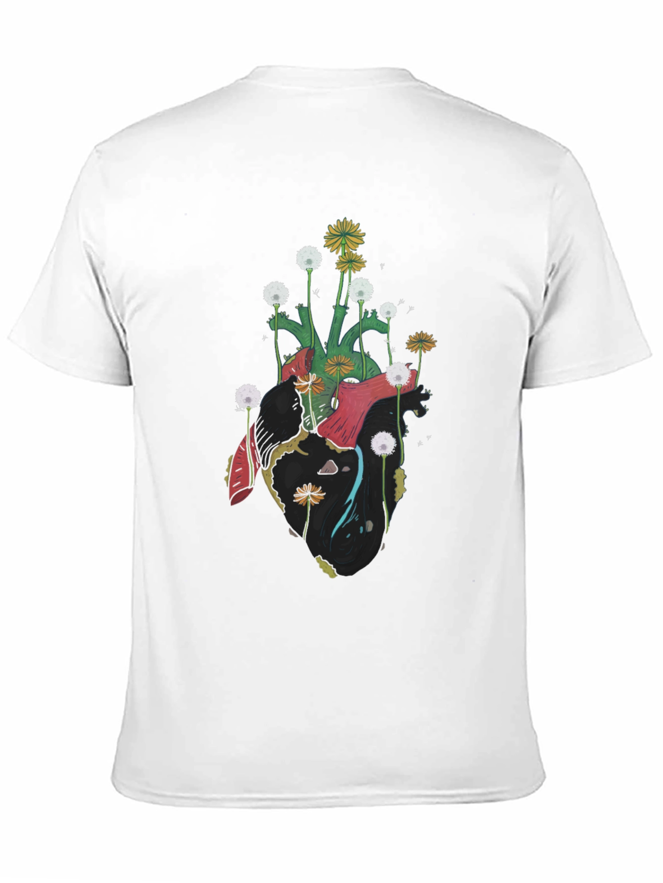 Floral Heart Graphic Tee - Unique Art Shirt
