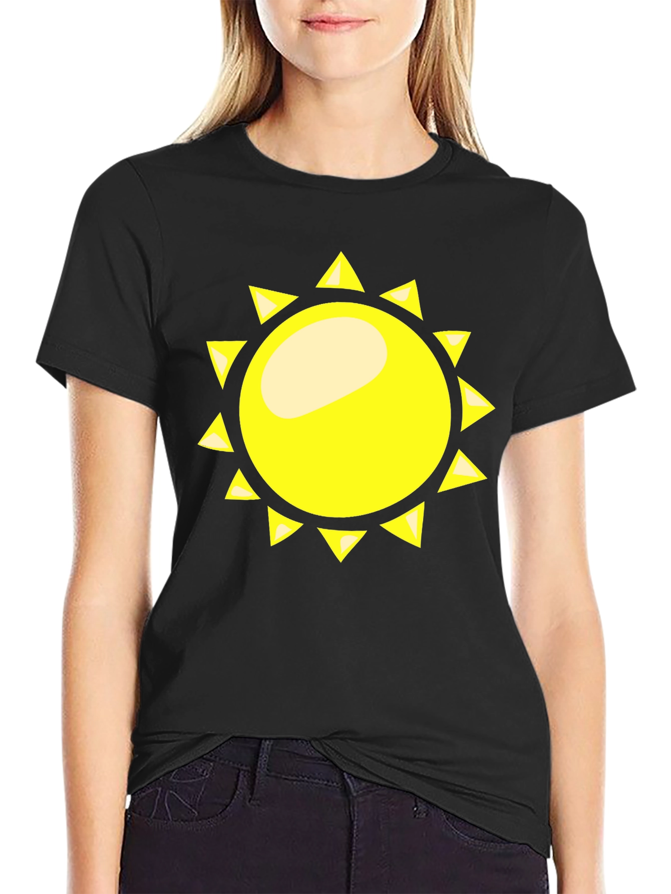 Sunny Graphic Tee - Black Cotton T-Shirt