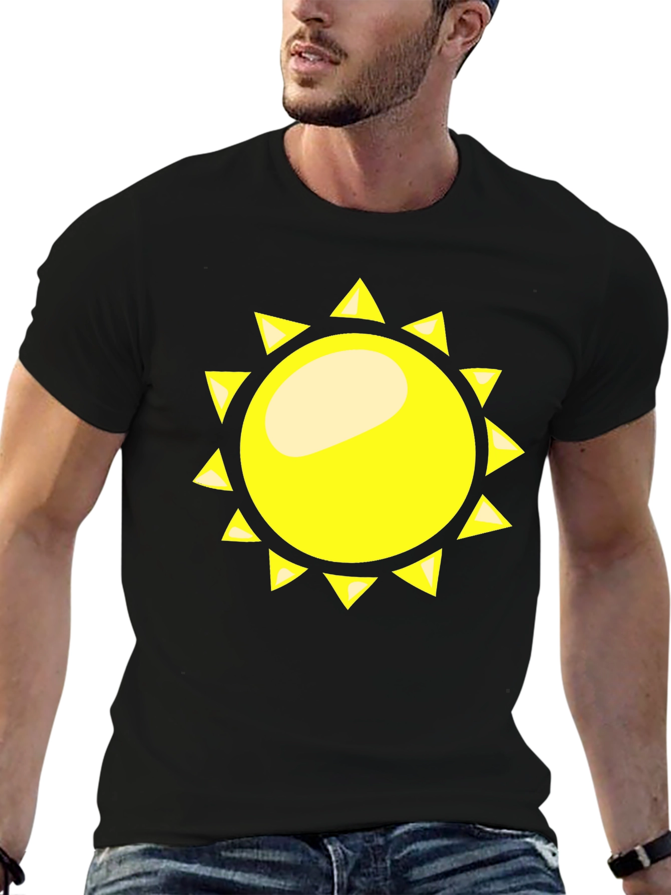 Sunny Graphic Tee - Black Cotton T-Shirt