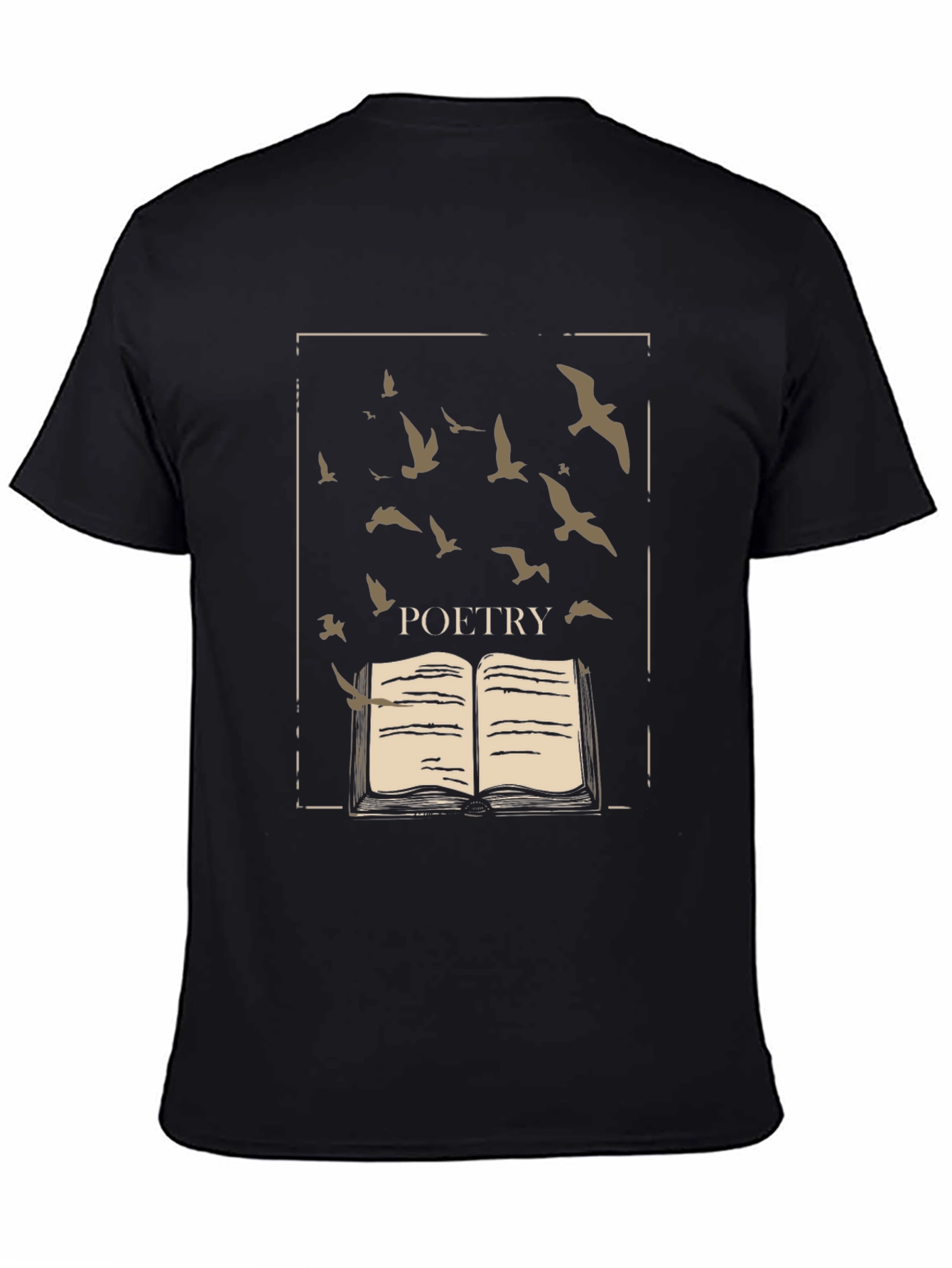 Poetry Book & Birds Graphic Tee - Black