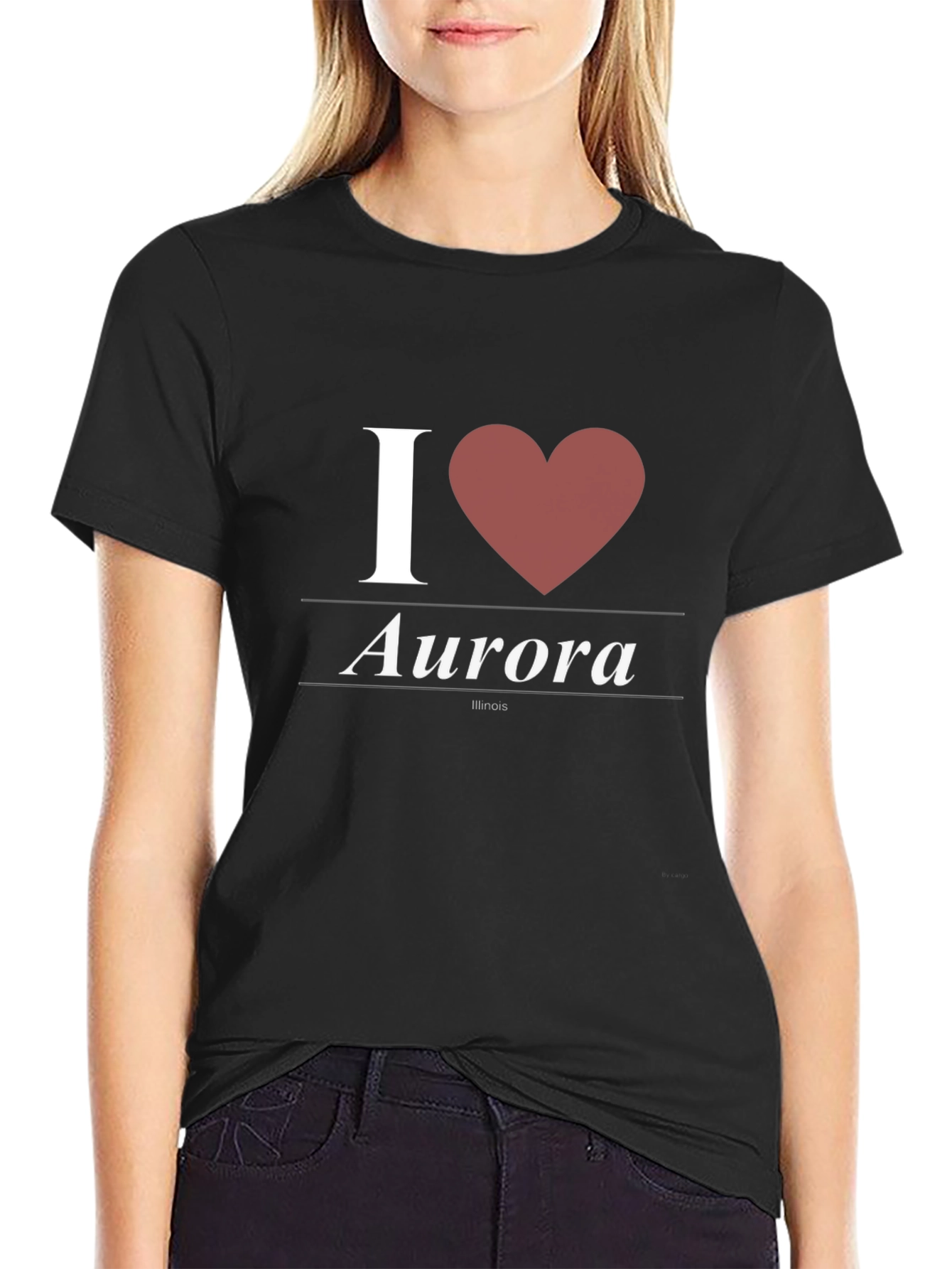I Heart Aurora Illinois Black T-Shirt